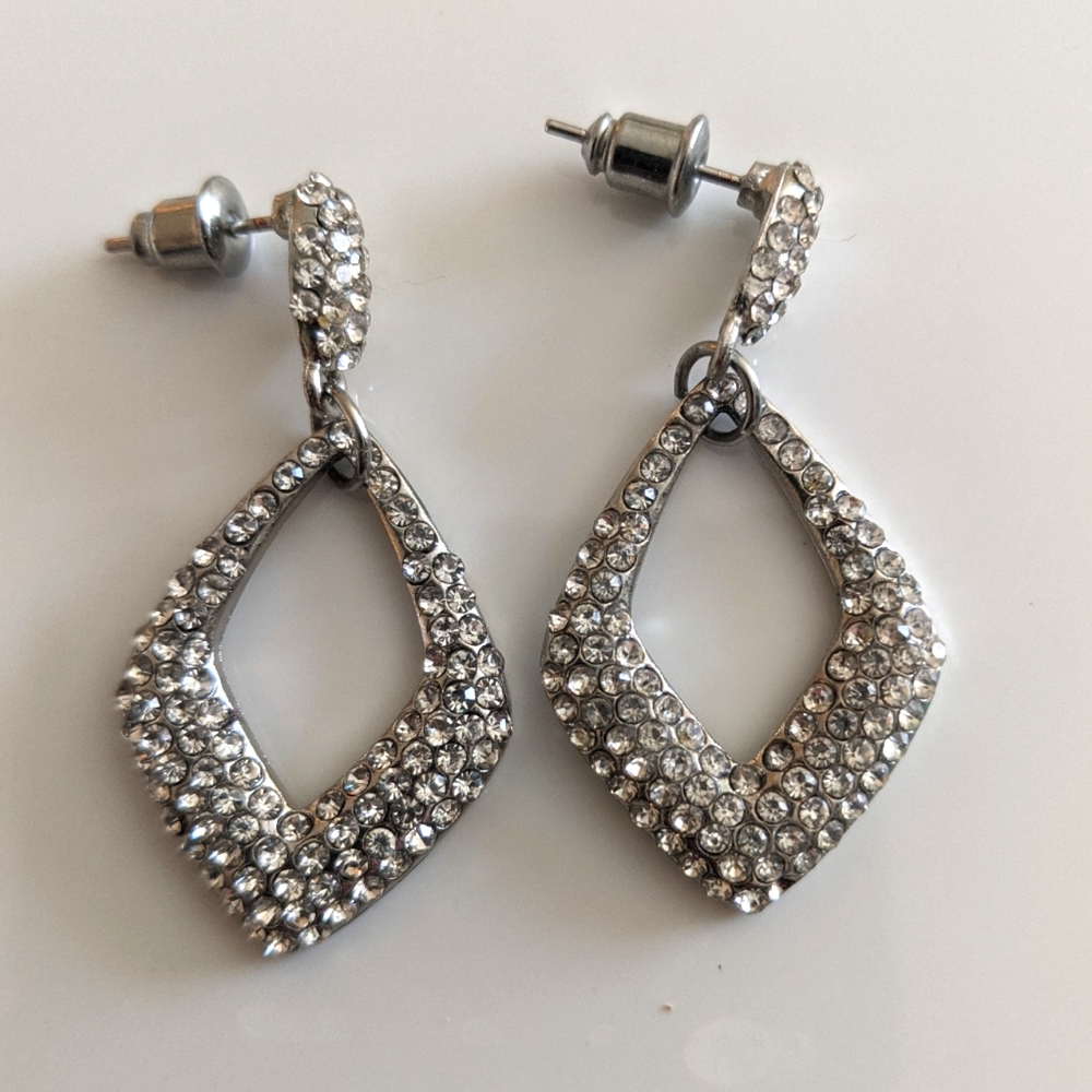 Charming Charlie Tear Drop Silver-tone Dangle Earrings - Picture 3 of 5